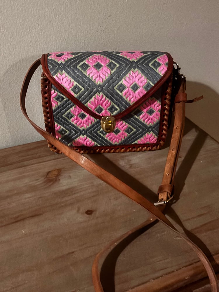 Image of Leather- Pink and Green