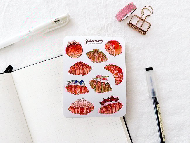 Cafe Croissants Sticker Sheet