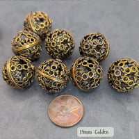 Image 2 of German Oxidized Gold Beads 19mm - 2 beads per package