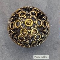 Image 3 of German Oxidized Gold Beads 19mm - 2 beads per package