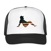 Image 1 of American Flag Mud Flap Girl Trucker Hat - Retro Snapback