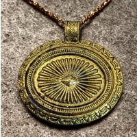 Image 1 of German Silver Oxidized Gold Pendant 47mm - 1 Pendant