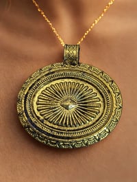 Image 3 of German Silver Oxidized Gold Pendant 47mm - 1 Pendant