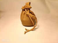 Image 1 of Drawstring Pouch Biege Printed Leather 