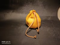 Image 2 of Drawstring Pouch Yellow Suede 