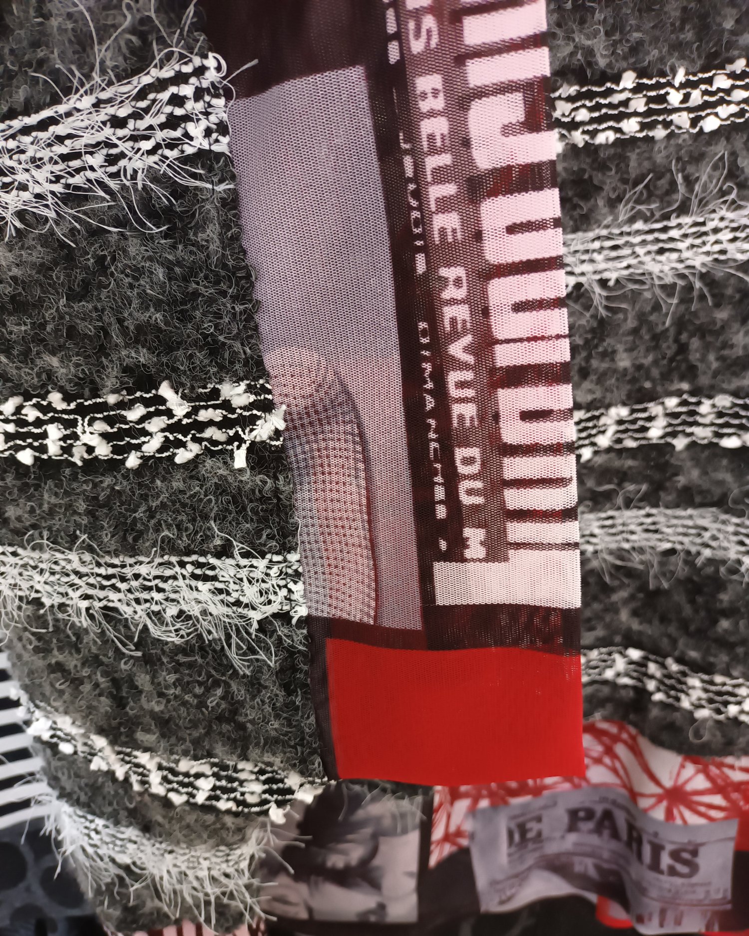 Image of black, red and white collage top