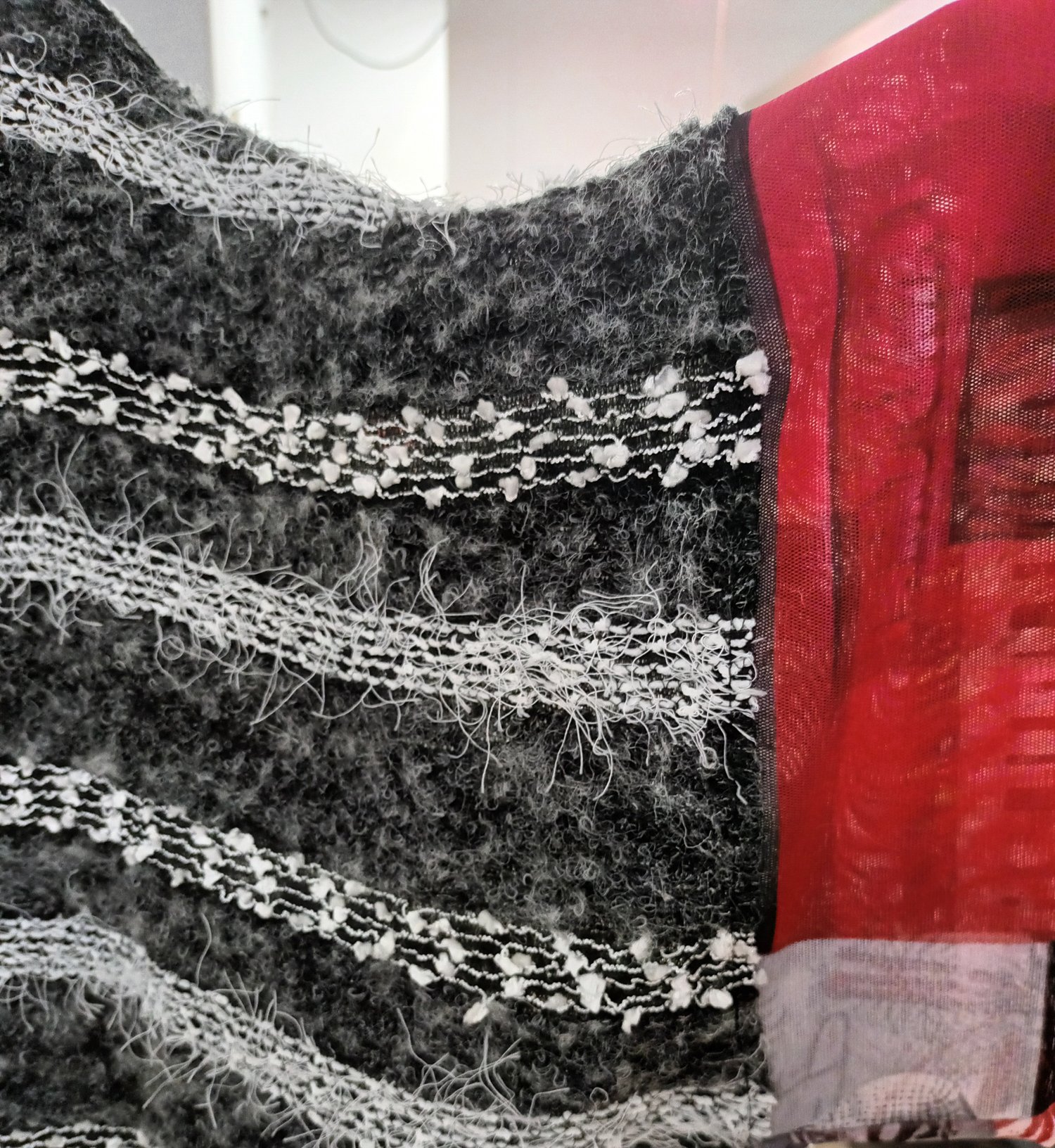 Image of black, red and white collage top