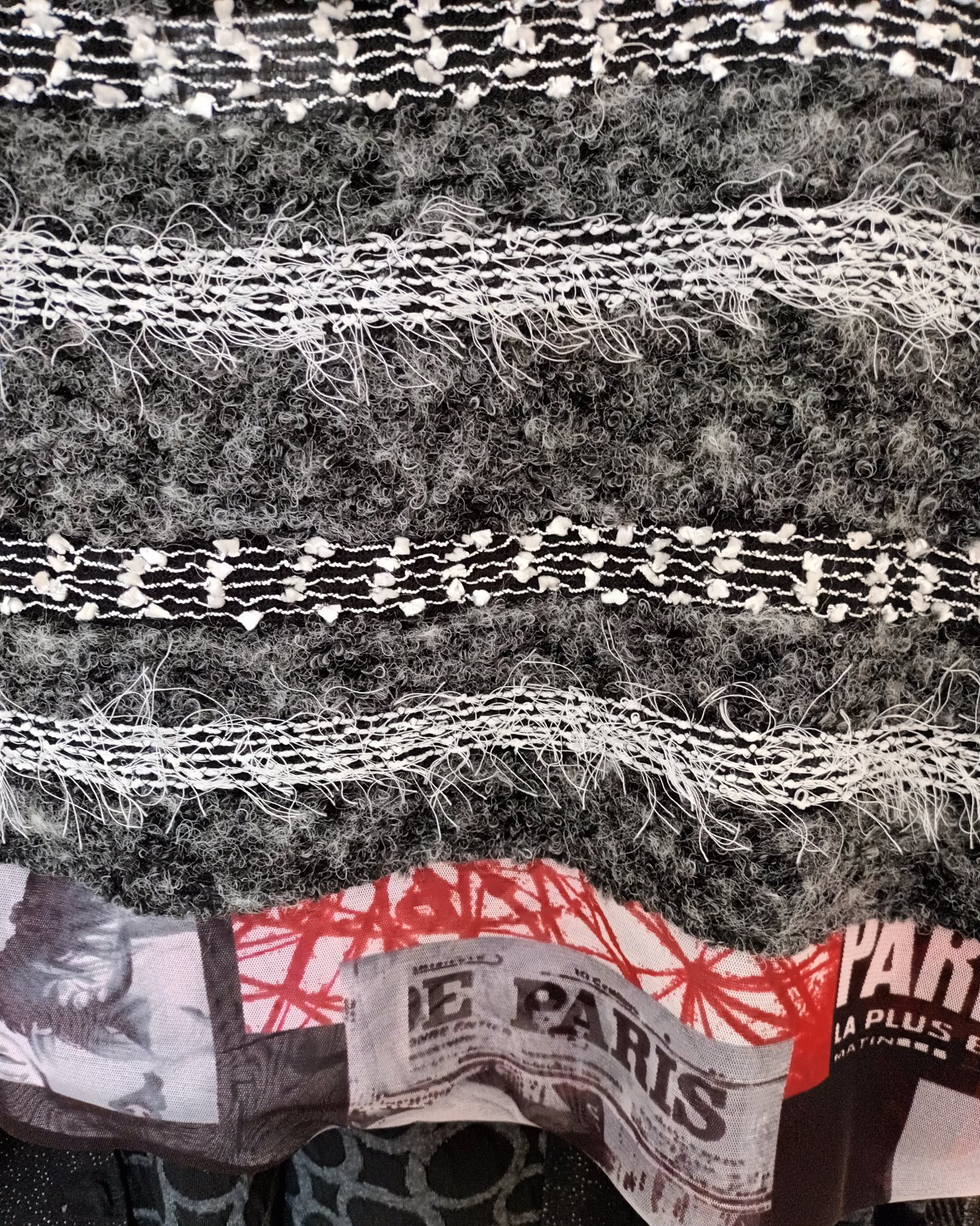 Image of black, red and white collage top