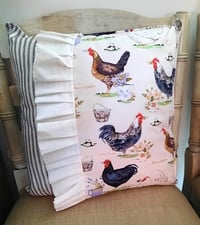 Image 1 of Rooster/Ticking/white ruffle 