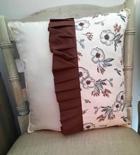 Image 1 of Floral/Cream Solid/Brown Ruffle