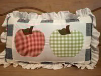 Image 1 of Colorful Applique Apples/Buffalo Check/white ruffle 