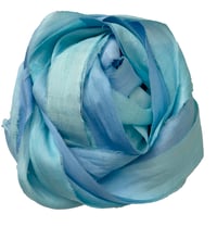 Image 4 of Ready To Ship!  10YD SEA BREEZE HAND DYED SARI SILK RIBBON BY COLOR BURST SILK