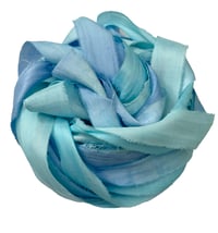 Image 1 of Ready To Ship!  10YD SEA BREEZE HAND DYED SARI SILK RIBBON BY COLOR BURST SILK
