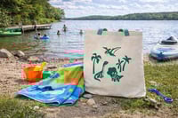Image 1 of Dinosaur Beach Bag and Towel Set Green Handle
