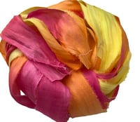 Image 1 of Ready To Ship! 10YD SUN-KISSED HAND DYED SARI SILK RIBBON BY COLOR BURST SILK