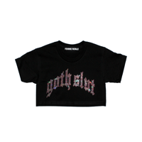 GOTH SLUT RHINESTONE CROP-TOP