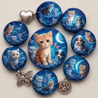 Image 1 of CELESTIAL HEAVEN KITTEN AND PUPPY BEADS AND CHARMS PACK