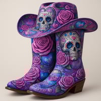 Image 1 of RODEO REBEL COWGIRL BOOTS AND HAT SET