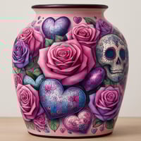 Image 2 of REBEL IN BLOOM HAND PAINTED VASE