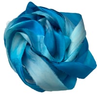 Image 1 of Ready To Ship! 10YD BAHAMA BREEZE HAND DYED SARI SILK RIBBON BY COLOR BURST SILK