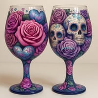 Image 1 of REBEL AT FIRST BLLOM DECORATIVE WINE GLASSES