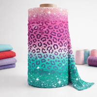 Image 1 of FIERCE FADE LEOPARD PRINT GLITTER FABRIC BY THE YARD