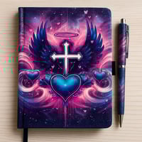 Image 1 of HEARTED HALO GLITTER JOURNAL WITH MATCHING PEN