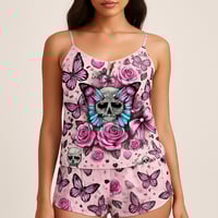 Image 1 of REBEL SURVIVOR BREAST CANCER INSPIRED WOMANS PJ SET