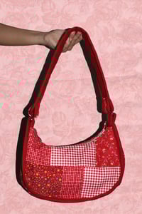 Image 1 of Shojo Princess Patch Bag (Red Gingham + Hearts) 