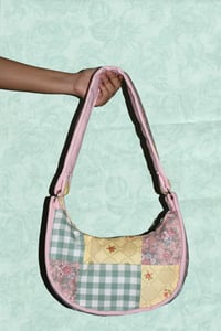 Image 1 of Shojo Princess Patch Bag (Pink + Green Gingham)