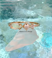 14k solid gold opal pearl diamond ring