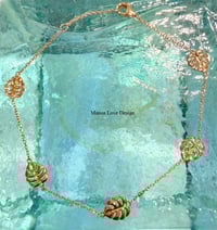 14k solid gold five monstera Hawaiian bracelet 