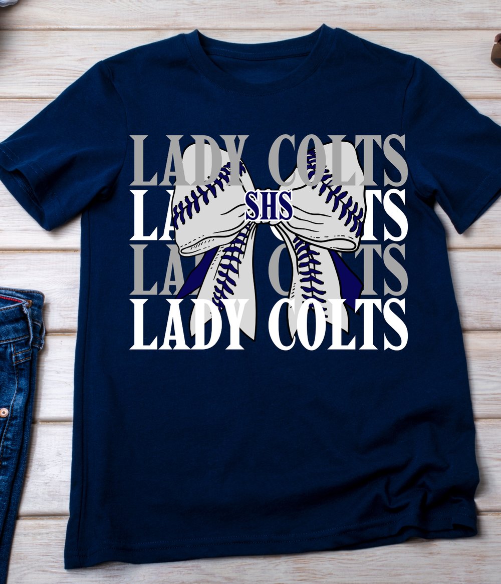 Image of Lady Colts Bow Navy Softball
