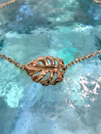 Image 2 of 14k solid gold 10mm monstera Hawaiian bracelet 