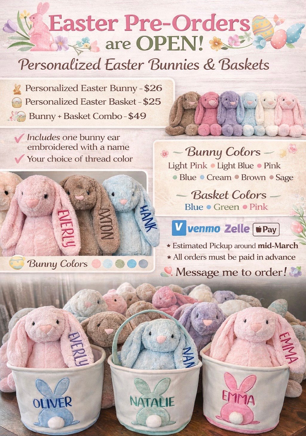 Image of Embroidered Custom Bunny