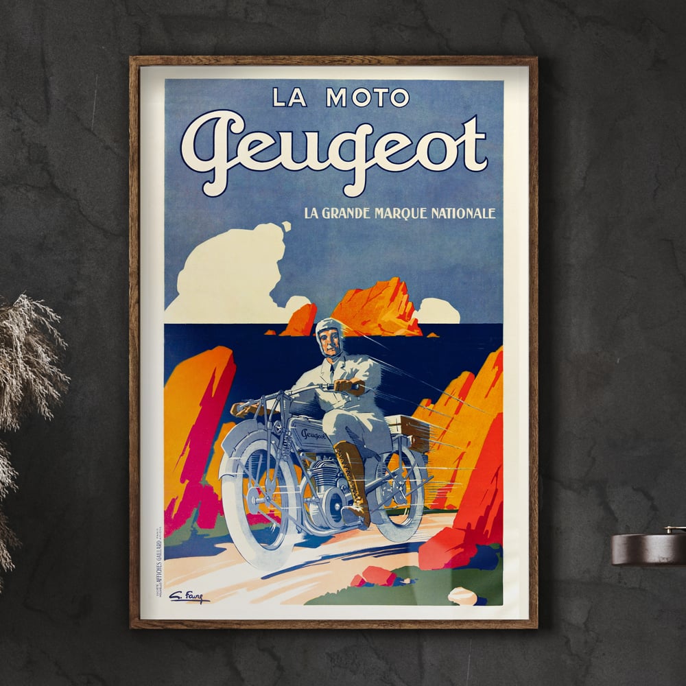La Moto Peugeot | Georges Favre | 1930 | Wall Art Print | Vintage