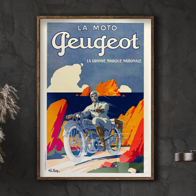 La Moto Peugeot | Georges Favre | 1930 | Wall Art Print | Vintage Poster