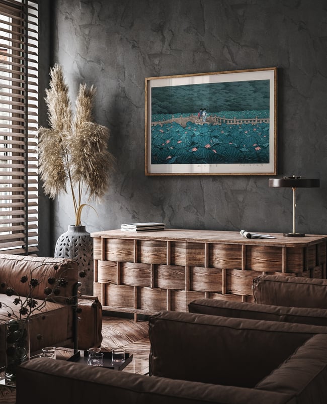 Kawase Hasui | Lotus Pond Landscape | Shiba Benten Pond | Japanese Print