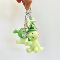 Image 2 of Smiski Strawberry Matcha Keychain