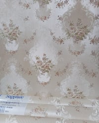 Authentic vintage wallpaper: 1980s Vintage Crown Wallpaper Rolls - Cottagecore Cream Floral Vinyl 70s - (Set of 4 Rolls) – main image