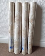 1980s Vintage Crown Wallpaper Rolls - Cottagecore Cream Floral Vinyl 70s - (Set of 4 Rolls) thumbnail 12