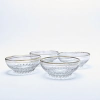 Image 8 of Service à salade de fruits en verre moulé et dorure à décor de boules, 1930 saladier coupelles