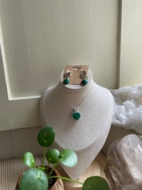 Silver Malachite Heart Jewellery Set