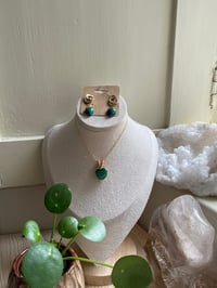 Gold Malachite Heart Jewellery Set