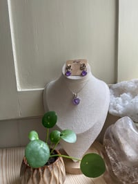 Silver Amethyst Heart Jewellery Set