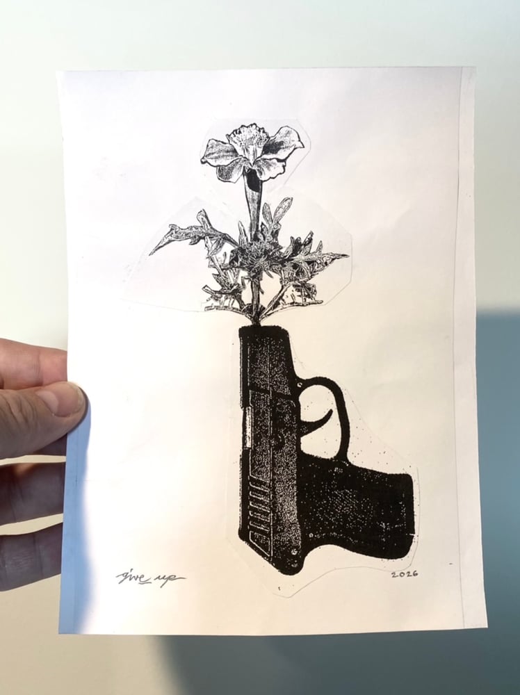 Image of 'flower gun' original collage