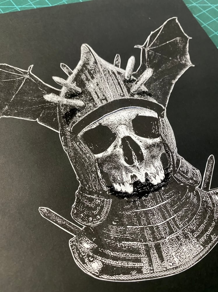 Image of 'winged helmet I' original collage