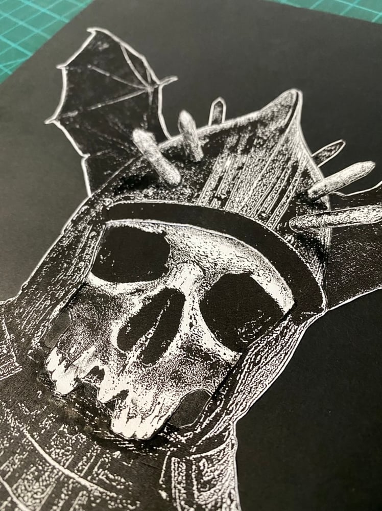 Image of 'winged helmet I' original collage