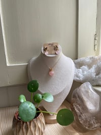 Gold Rose Quartz Heart Jewellery Set