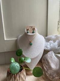 Gold Green Aventuirne Heart Jewellery Set